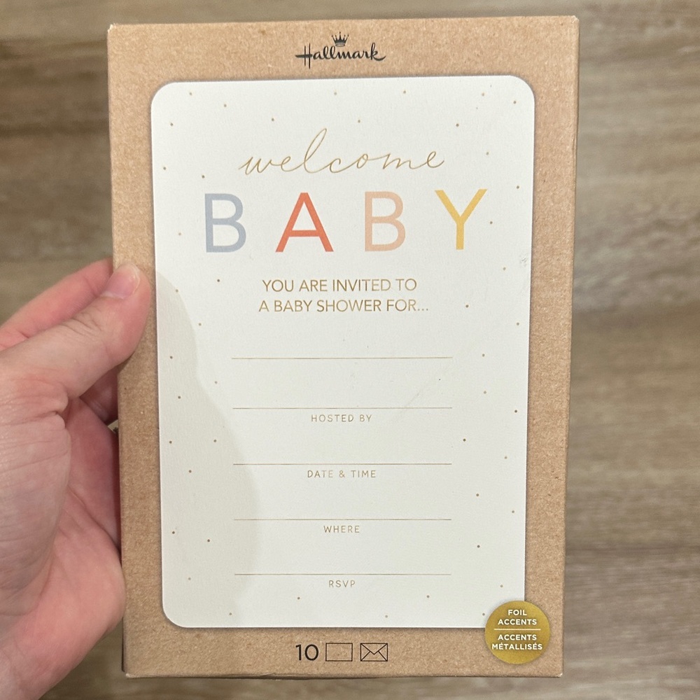 Hallmark Baby Shower Invitations in Blue, Red, Peach, Yellow